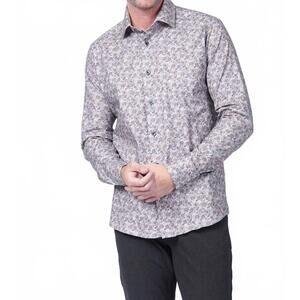NEW 7 DOWNIE ST. floral sport long sleeve shirt 1117 in beige